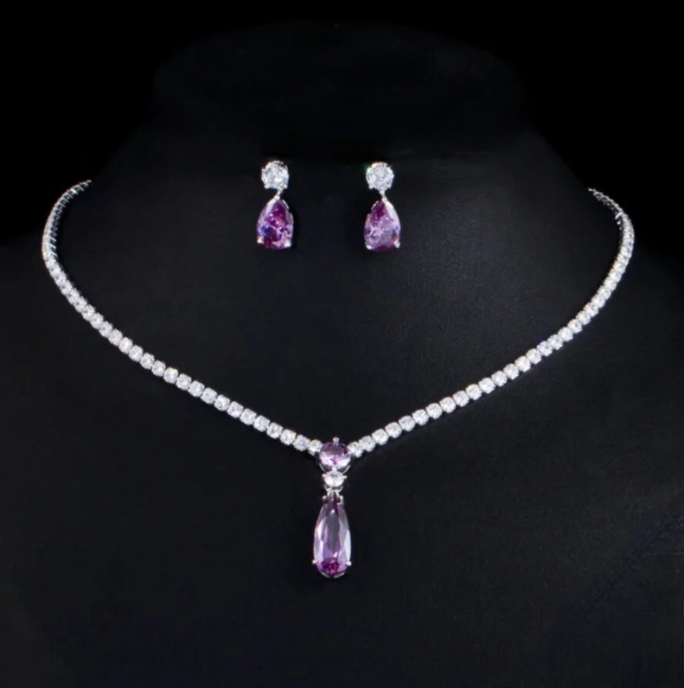 Desiree Purple Cz Bridal Jewelry Set