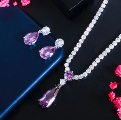 Desiree Purple Cz Bridal Jewelry Set