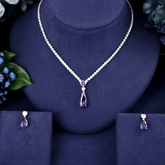 Desiree Purple Cz Bridal Jewelry Set