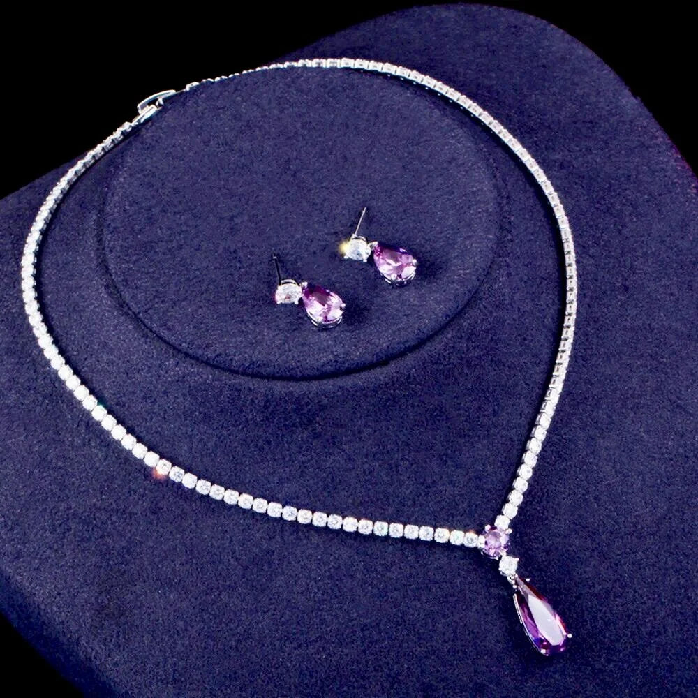 Desiree Purple Cz Bridal Jewelry Set