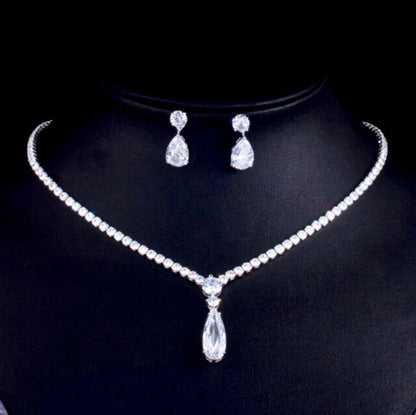 Desiree Silver Cubic Zirconia Wedding Jewelry Set - Available In Multiple Colors