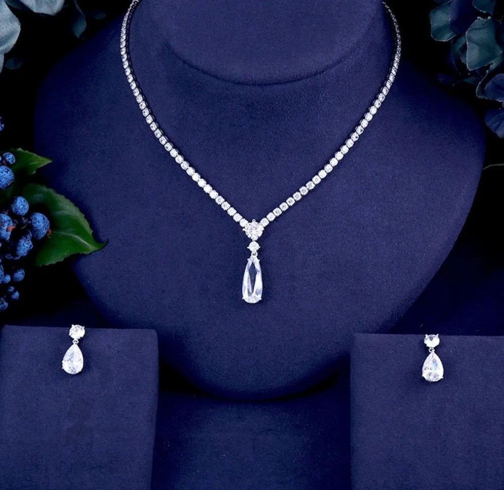 Wedding Jewelry - Silver Cubic Zirconia Bridal Jewelry Set