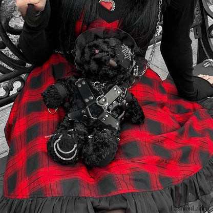 Diablo Design Lolita Halloween Gothic Blood Hell Bear Bag BLACK / 40cm