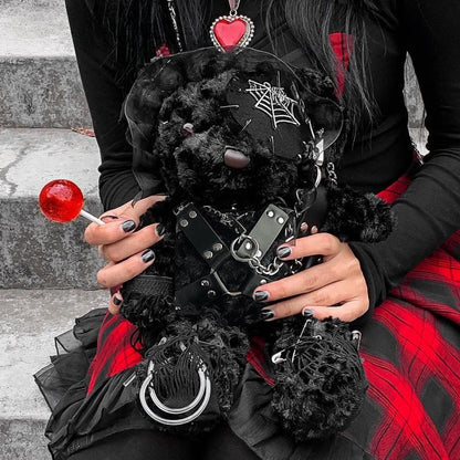 Diablo Design Lolita Halloween Gothic Blood Hell Bear Bag BLACK / 40cm