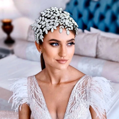 Dominique Silver Crystal Bridal Headpiece