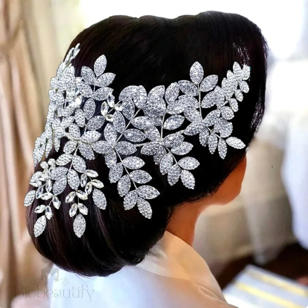 Dominique Silver Crystal Bridal Headpiece