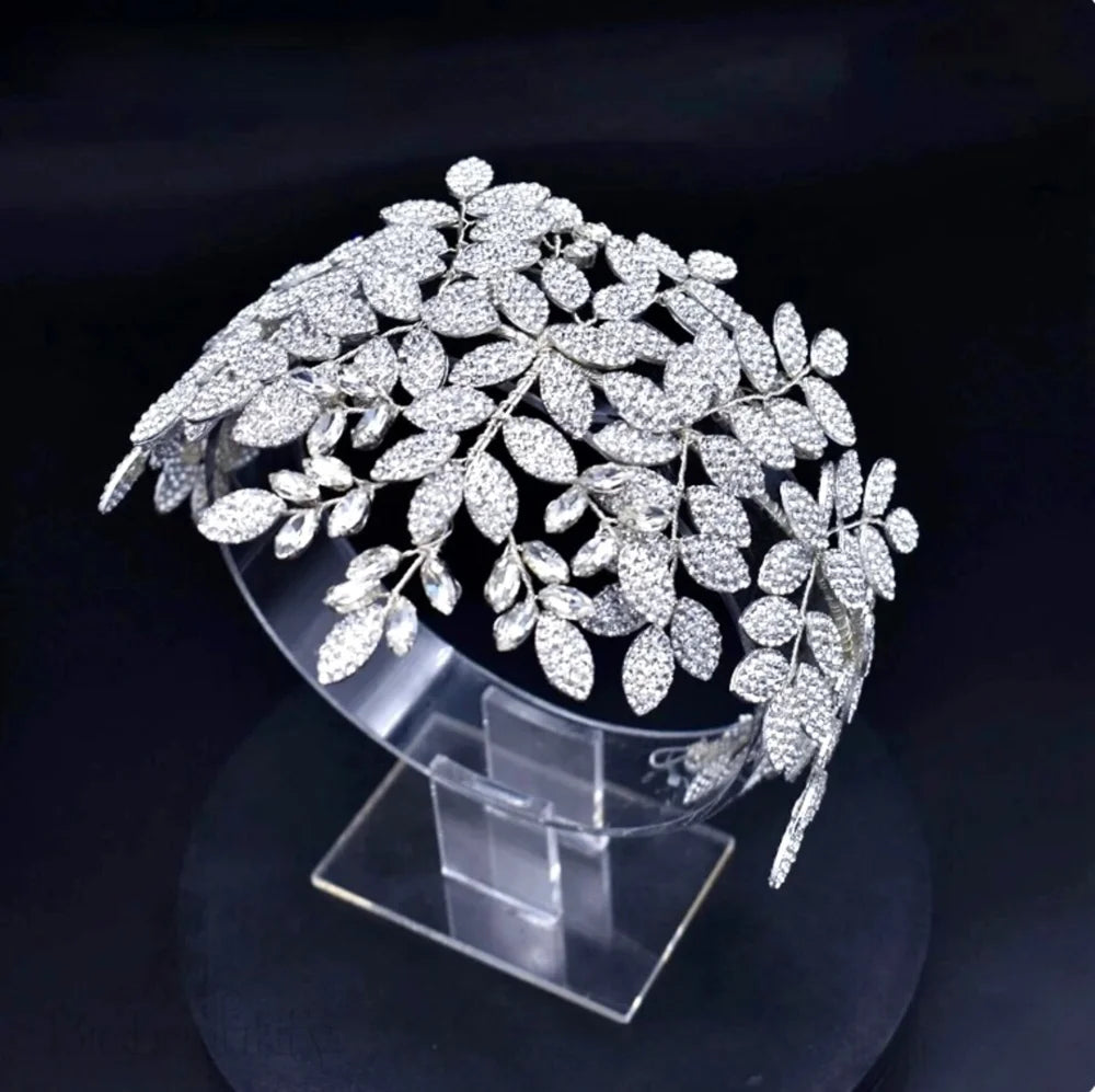 Dominique Silver Crystal Bridal Headpiece