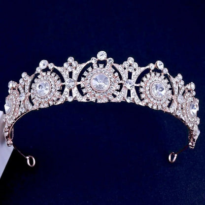 Donatella Rhinestone Bridal Tiara In Rose Gold And Silver