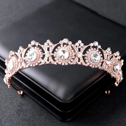 Donatella Rhinestone Bridal Tiara In Rose Gold And Silver