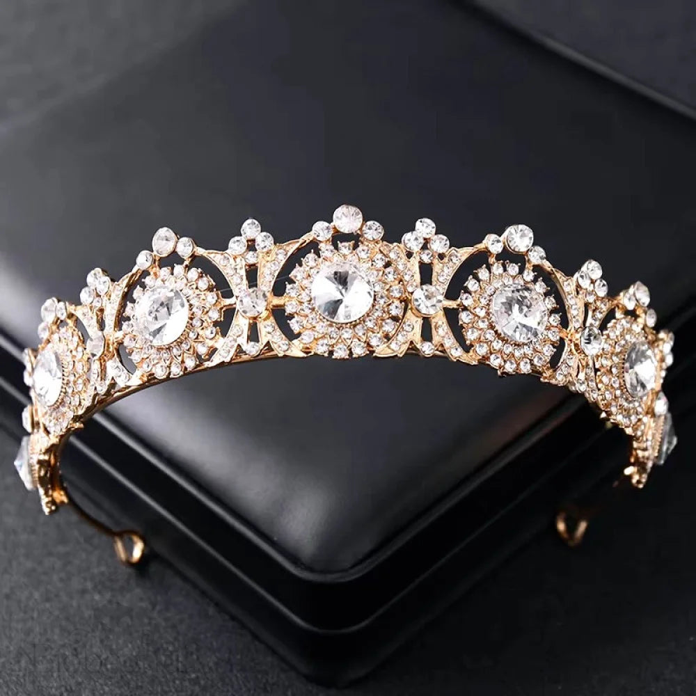 Donatella Rhinestone Bridal Tiara In Rose Gold And Silver