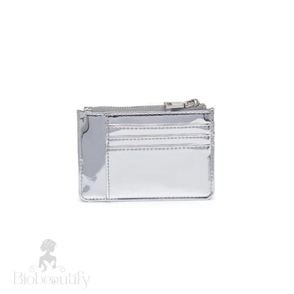 Donna Mirror Metallic Wallet Card Holder Silver