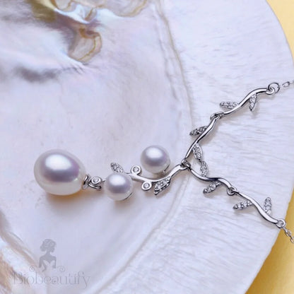 Doreen Sterling Silver Natural Pearl Bridal Jewelry Set