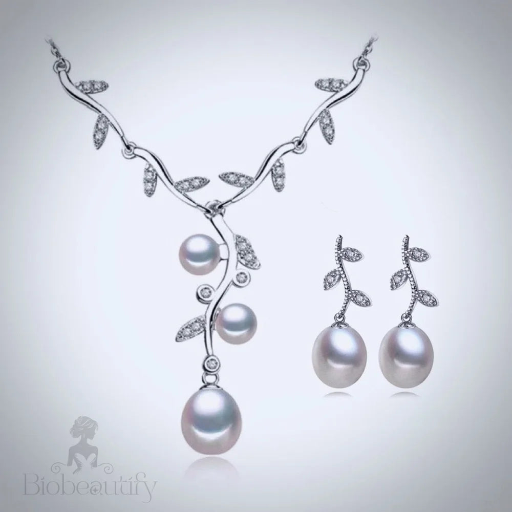 Doreen Sterling Silver Natural Pearl Bridal Jewelry Set