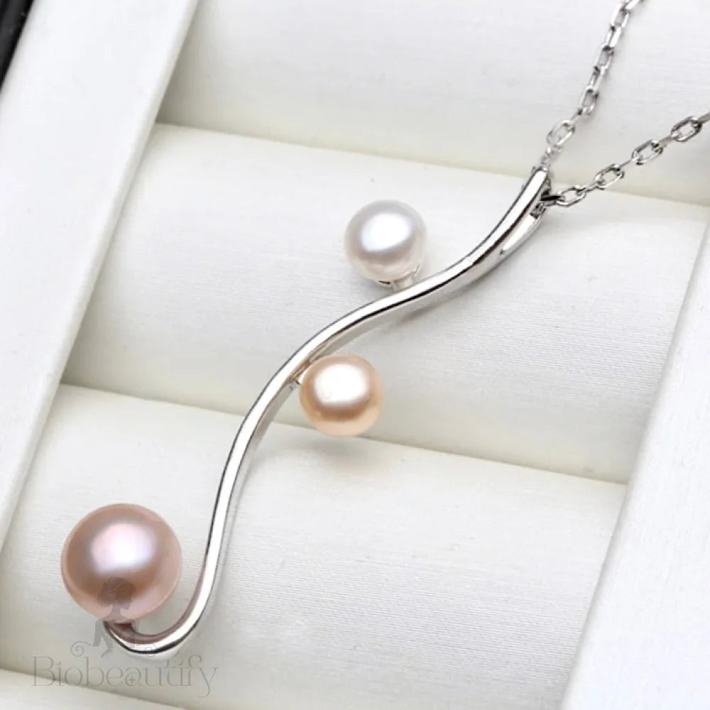 Dorothea Natural Pearl 925 Sterling Silver Wedding Necklace - Multiple Colors Available