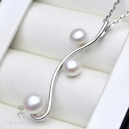 Dorothea Natural Pearl 925 Sterling Silver Wedding Necklace - Multiple Colors Available