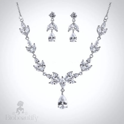 Dorothy Cubic Zirconia Bridal Jewelry Set In Rose Gold And Silver