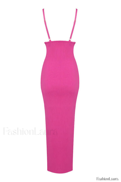 Draped Bustier Stylish Ribbed Midi Dress