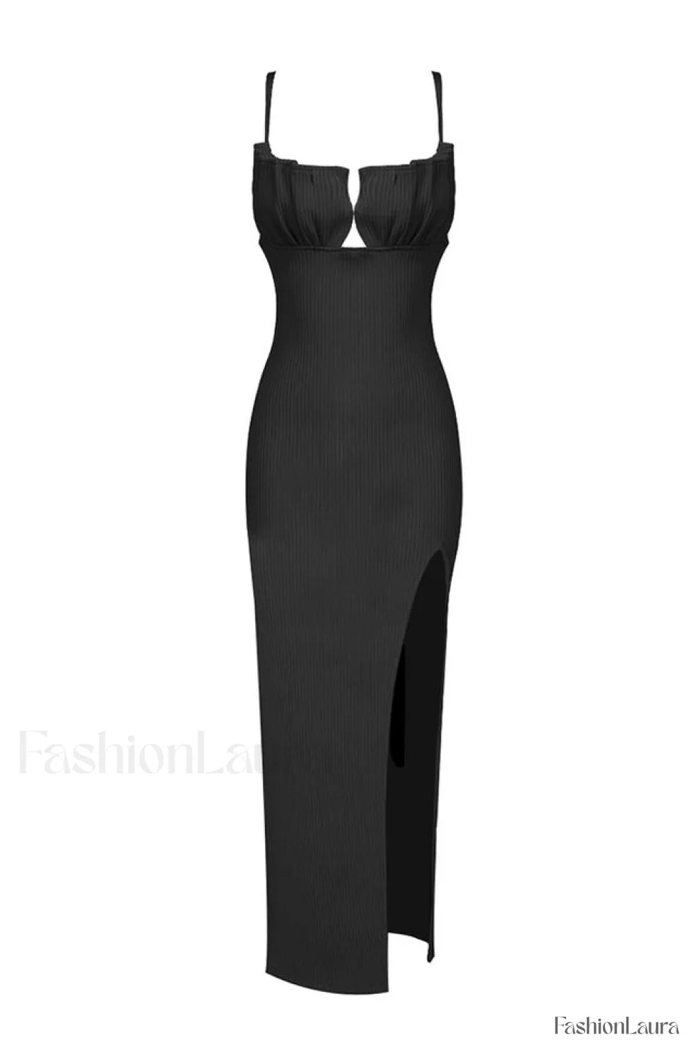 Draped Bustier Stylish Ribbed Midi Dress XS / Black