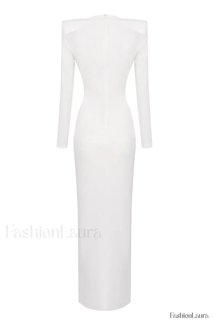 Draped Ring Detailed Charming Deep V Neck Dress
