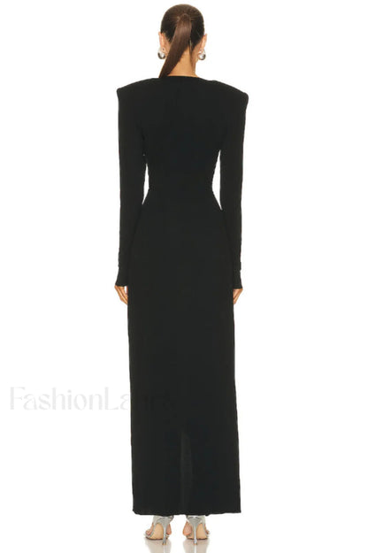 Draped Ring Detailed Charming Deep V Neck Dress