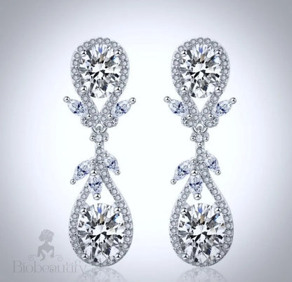 Drea Silver Cz Bridal Earrings