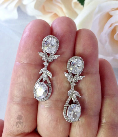 Drea Silver Cz Bridal Earrings