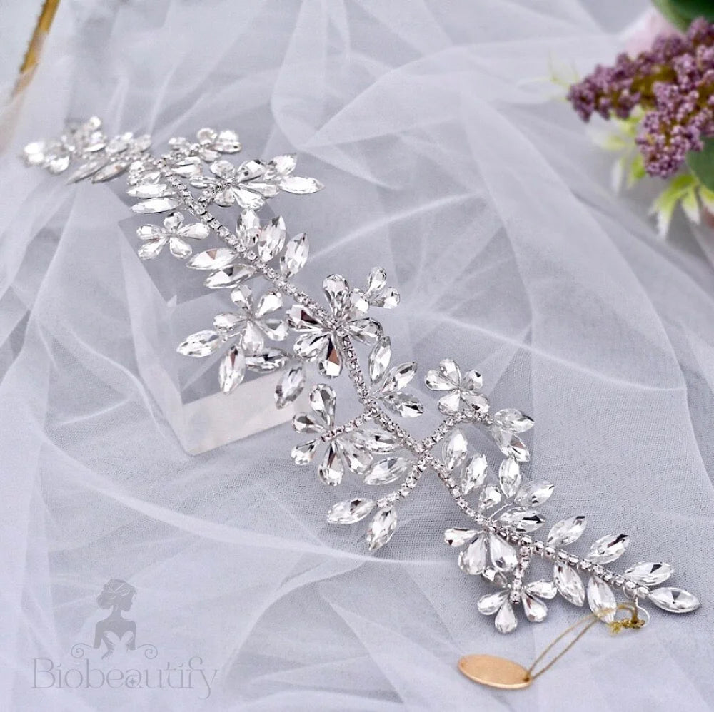 Dulce Silver Crystal Bridal Hairpiece