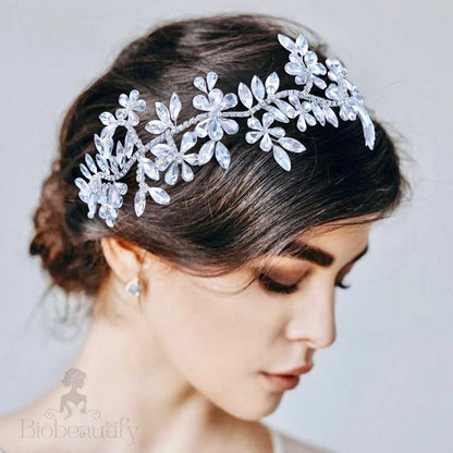 Dulce Silver Crystal Bridal Hairpiece