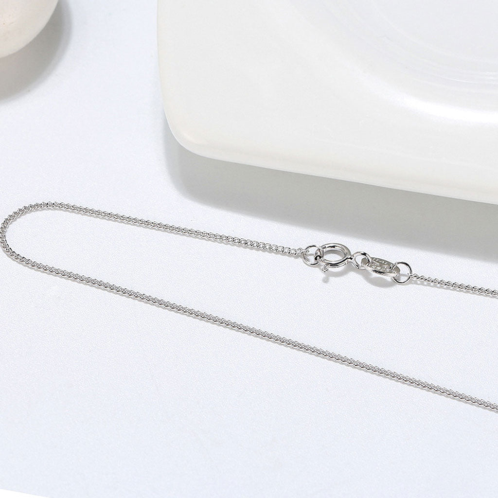 Dynamic Silver Polished 1Mm Curb Chain Necklace