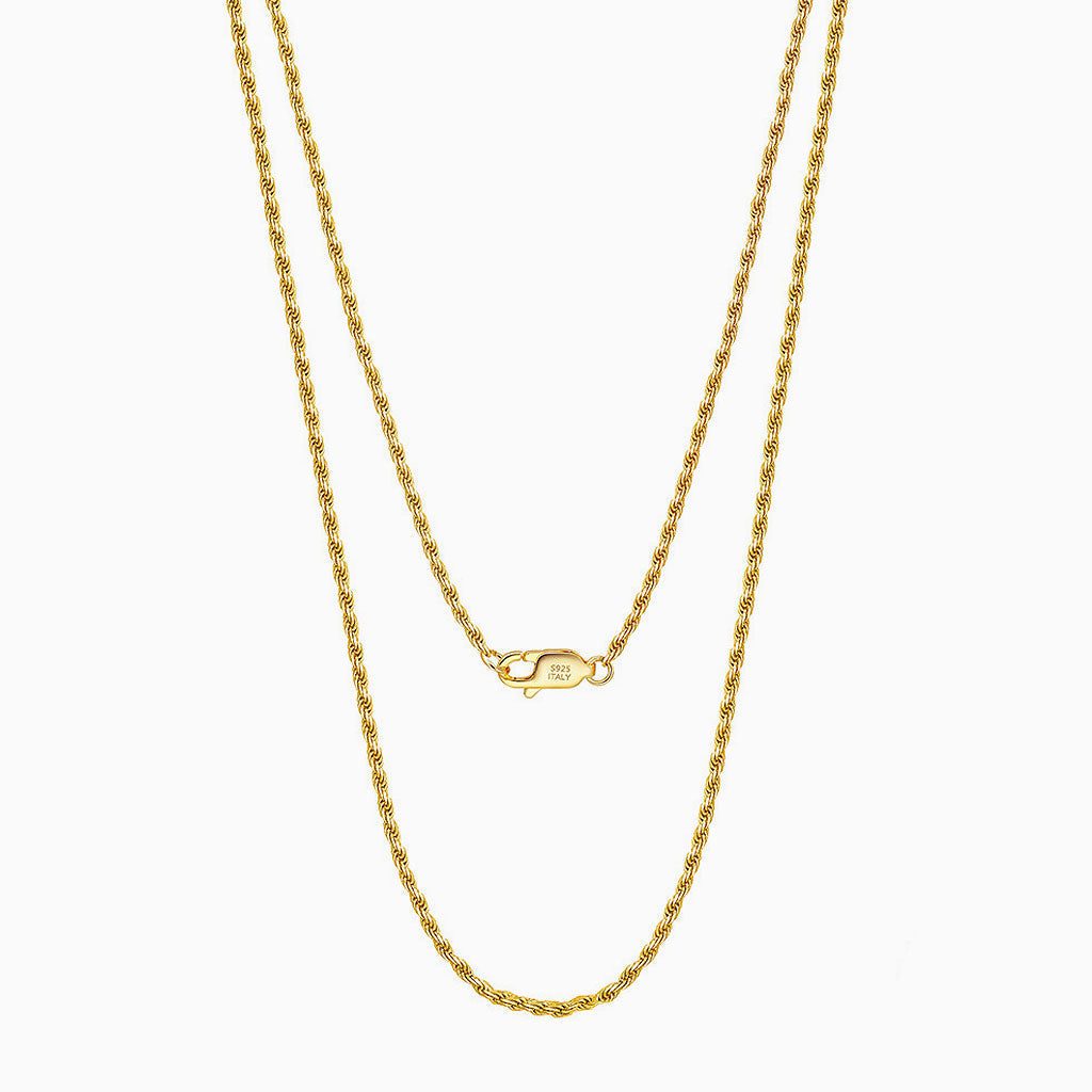 Twisted Rope Sterling Silver 1.5Mm Chain Necklace Gold / 16’’