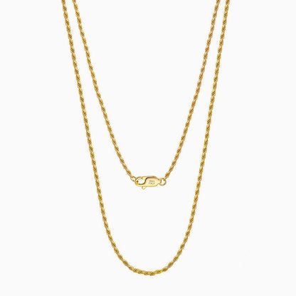 Twisted Rope Sterling Silver 1.5Mm Chain Necklace Gold / 16’’