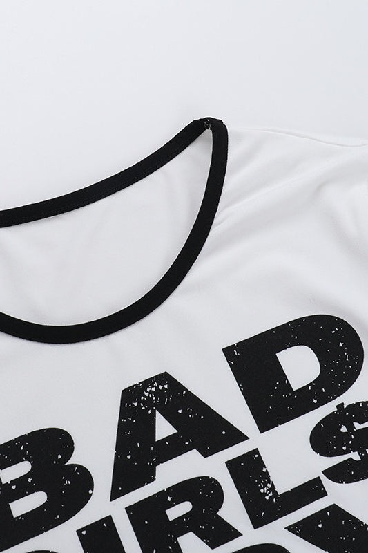 Statement Graphic Contrast Trim Cropped T-Shirt