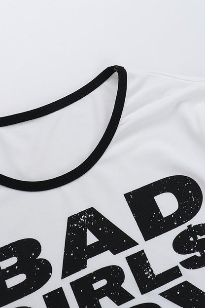 Statement Graphic Contrast Trim Cropped T-Shirt