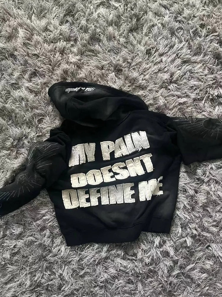 Embroidered Patch Zip Up Hoodie