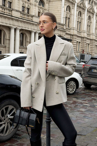 Double Breasted Straight Cut Blazer