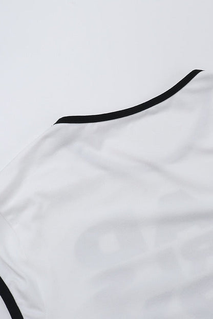 Statement Graphic Contrast Trim Cropped T-Shirt