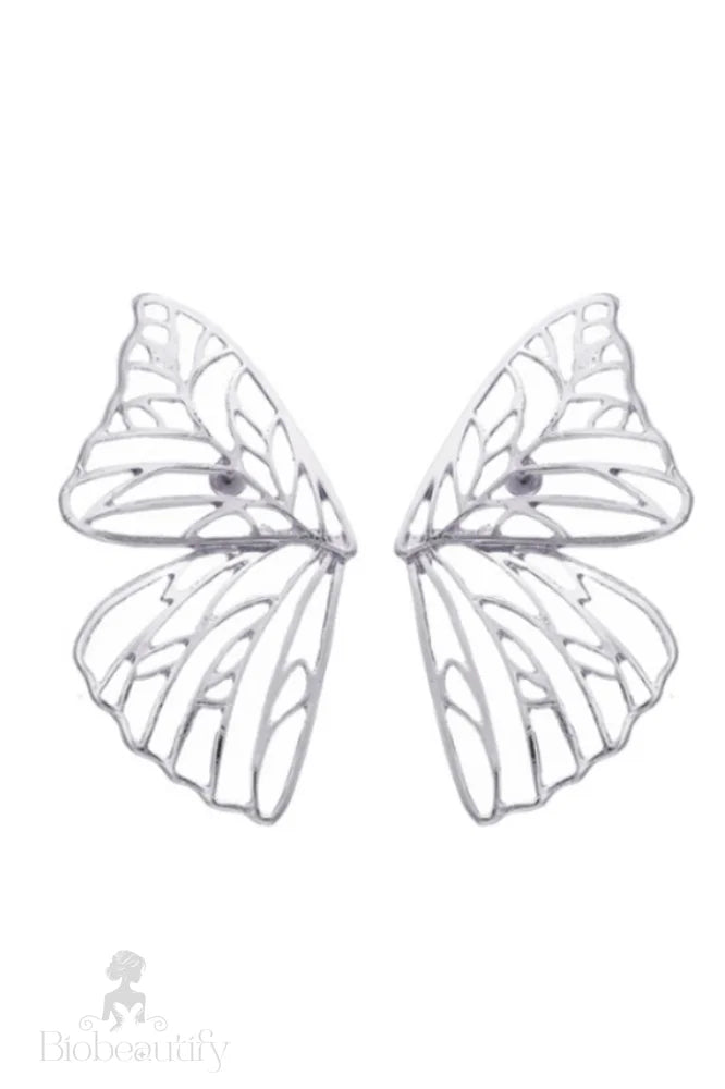 Earrings With Butterfly Wings Silver