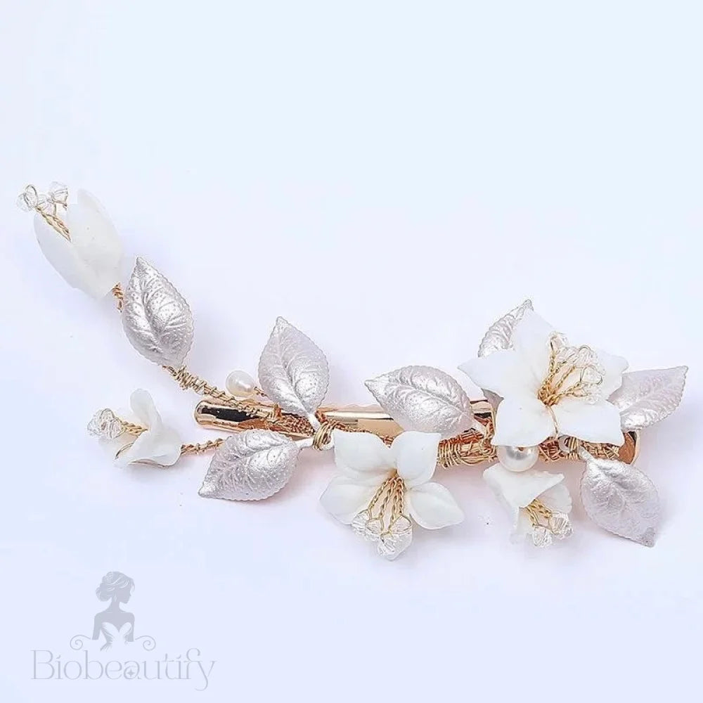 Edda Ceramic Floral Hair Clip For Brides