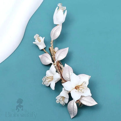 Edda Ceramic Floral Hair Clip For Brides