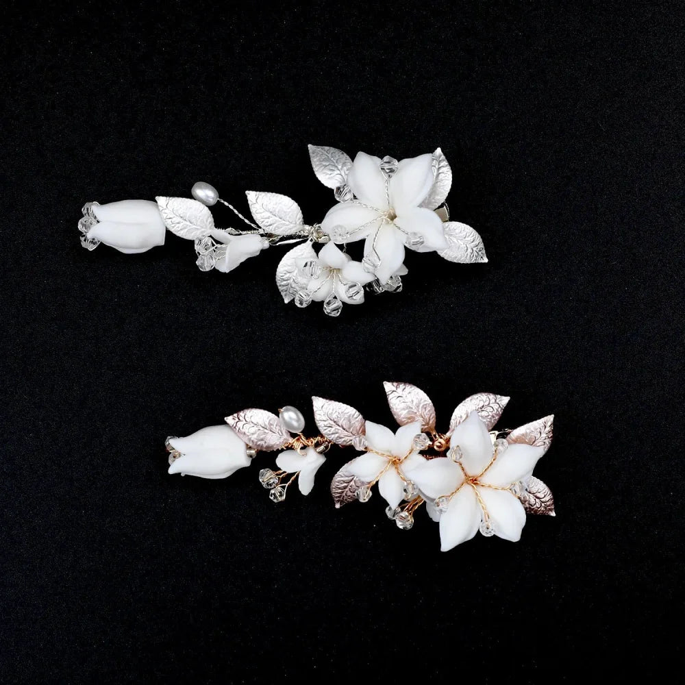 Edda Ceramic Floral Hair Clip For Brides