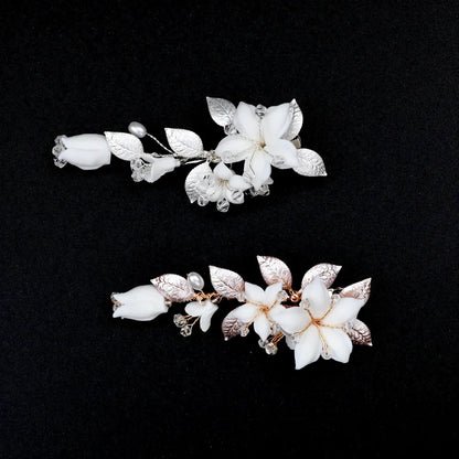 Edda Ceramic Floral Hair Clip For Brides