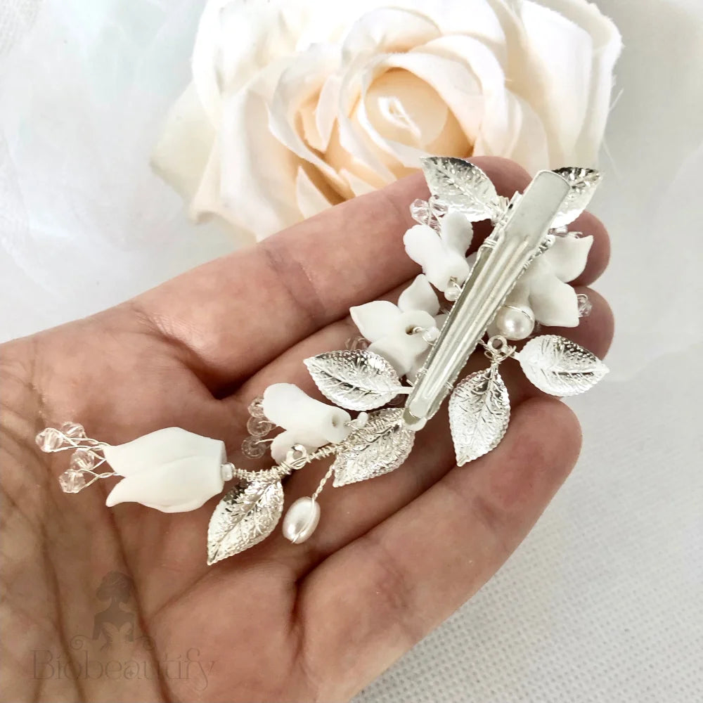 Edda Ceramic Floral Hair Clip For Brides