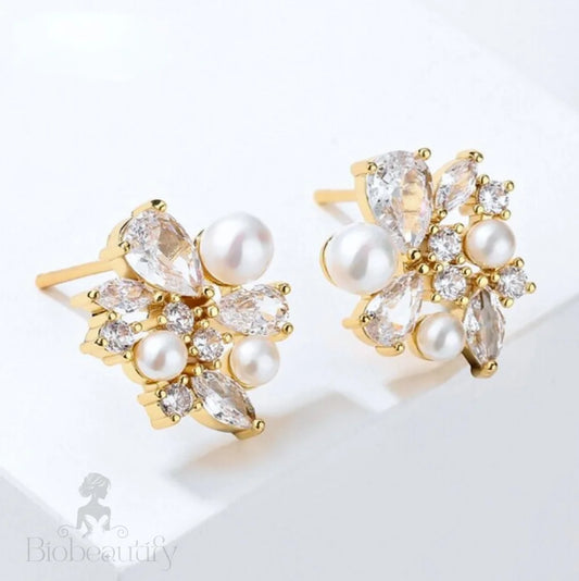 Wedding Jewelry - Pearl Bridal Stud Earrings - Available in Silver and Gold