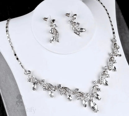 Edyta Silver Cubic Zirconia Bridal Jewelry Set With Tiara - 3 Pieces