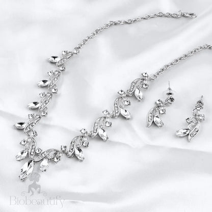 Edyta Silver Cubic Zirconia Bridal Jewelry Set With Tiara - 3 Pieces