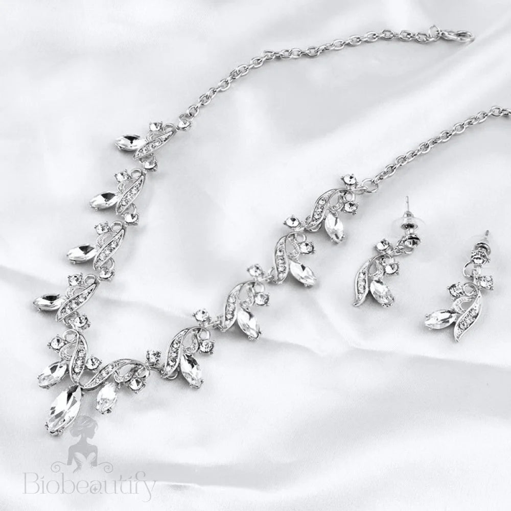 Edyta Silver Cubic Zirconia Bridal Jewelry Set With Tiara - 3 Pieces