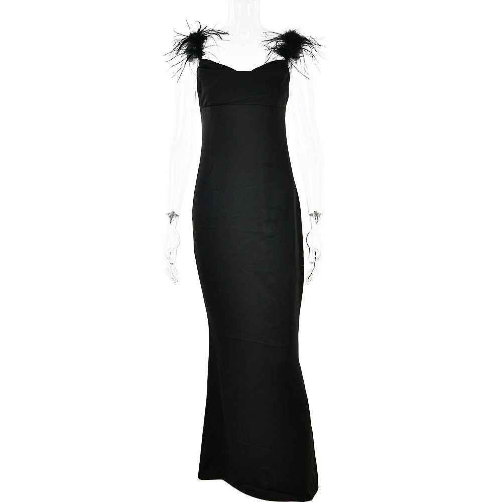 Suspender Neck Long Dress For Women