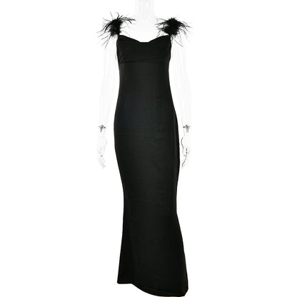Suspender Neck Long Dress For Women