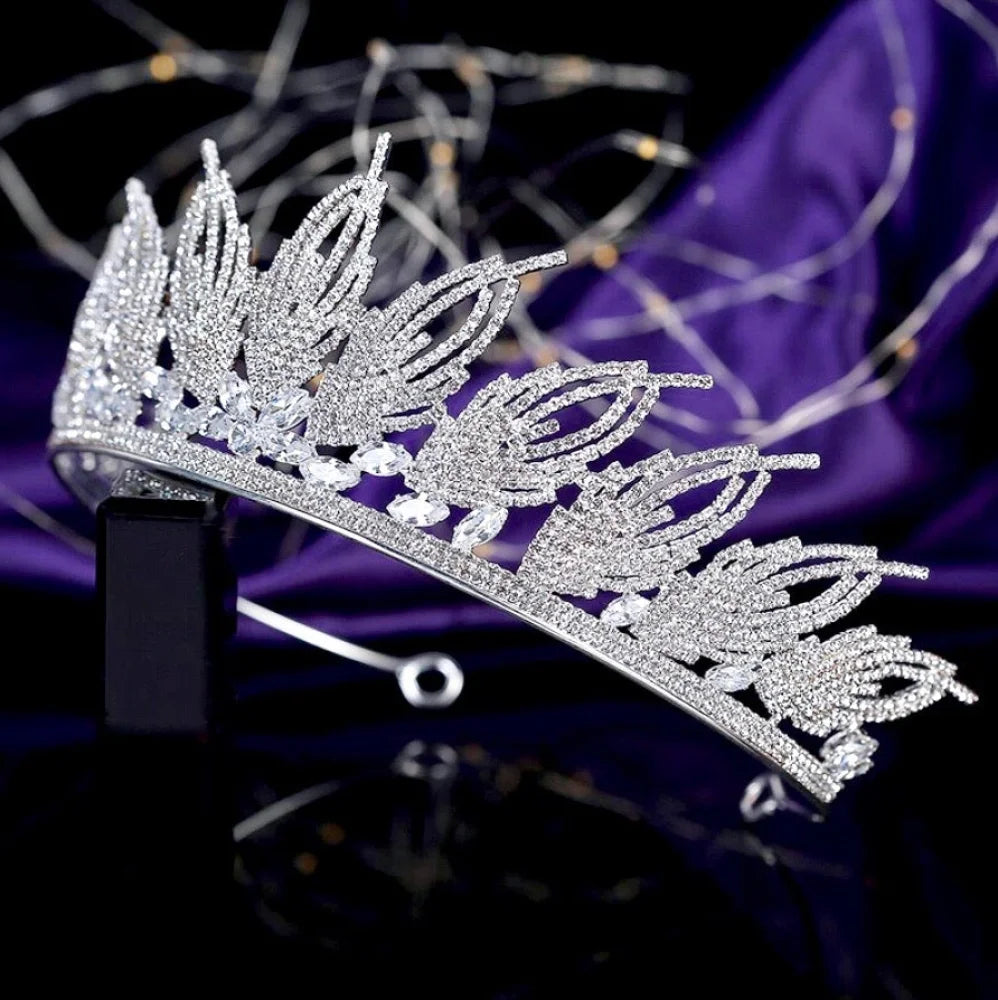 Elaine Cubic Zirconia Tiara For Weddings - Silver And Gold Options