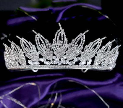 Elaine Cubic Zirconia Tiara For Weddings - Silver And Gold Options